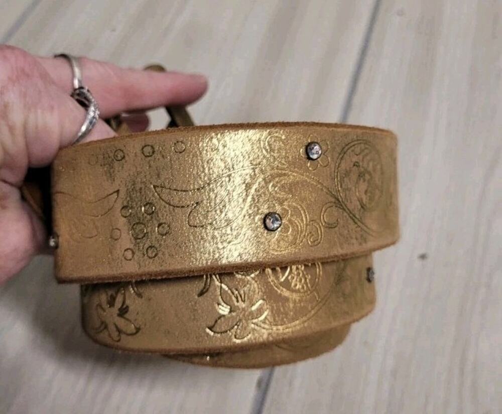 Express Y2K Floral Gold Jeweled Belt Womens Size M USA Made NWT